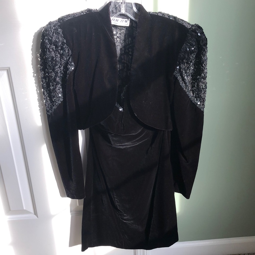 Vintage Velvet Strapless Dress with Jacket